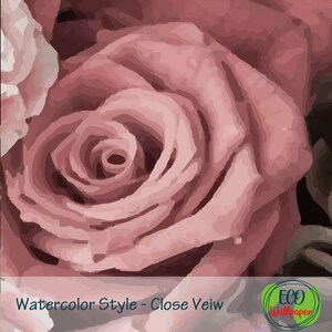 Rose Flowers Wallpaper. Floral Wallpaper Removable. Roses Watercolor Mural. Peel & Stick. Flower Wallpaper. KM38 imagen 3