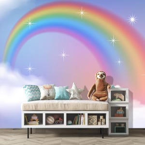 Rainbow Wallpaper Kids Removable Colorful Wallpaper Painting Rainbow for Girl Nursery Unicorn Pattern Self adhesive Wallpaper for Kid KM863 image 4