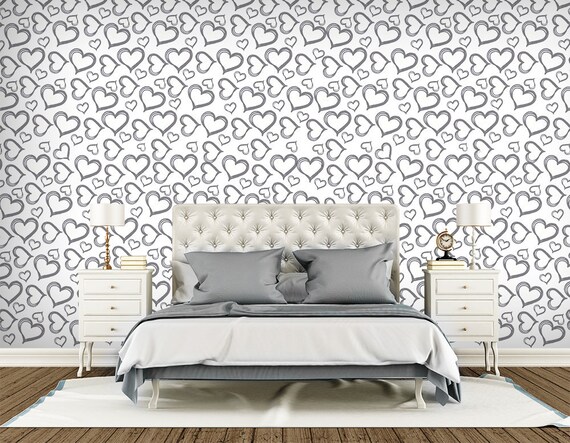 Abstract Wallpaper Heart Pattern Wall Mural Non Woven Wallpaper Bedroom Black And White Wallpaper Modern Wallpaper Self Adhesive Wp33