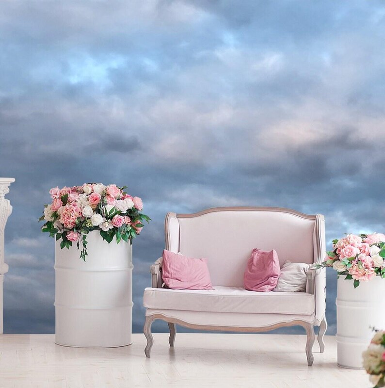 3D Magic Clouds Watercolor Wallpaper. Nature Wallpaper. Sky and Clouds Wall Mural Self-Adhesive. Removable Wallpaper. Clouds Eco Decor KM248 imagen 2