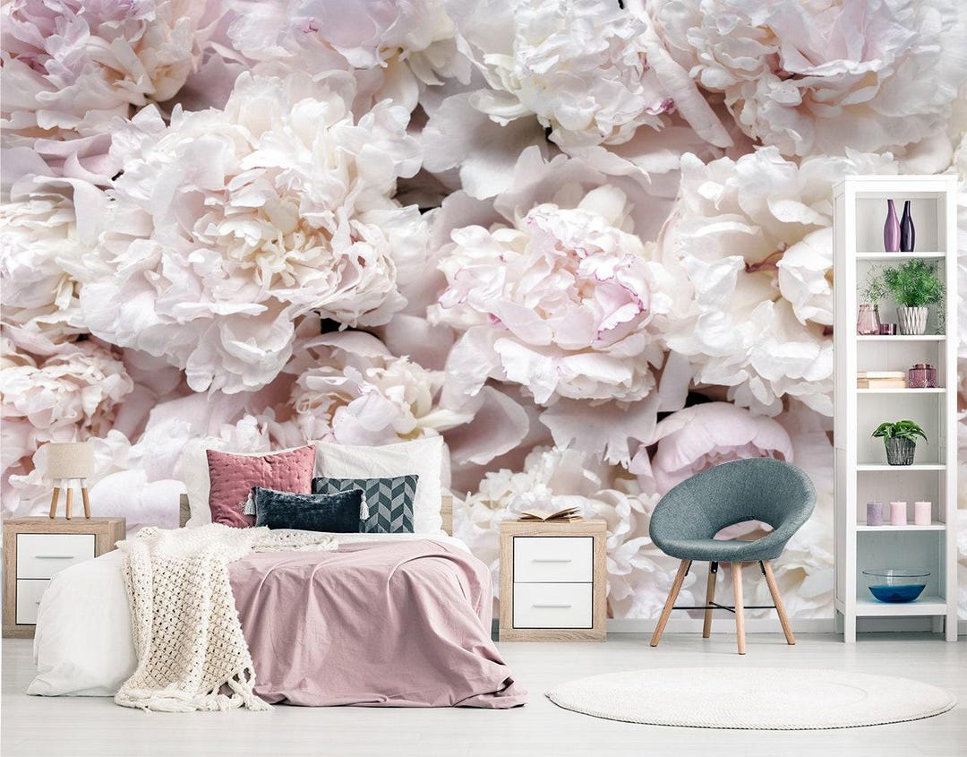 Pink Peony Wallpaper Bedroom. Floral Wall Mural Peonies Wallpaper ...