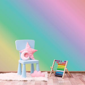 Colorful Wall Mural Rainbow Kids Wallpaper Painting Rainbow Wallpaper for Girl Nursery Pattern Bedroom Self adhesive Wallpaper for Kid KM739
