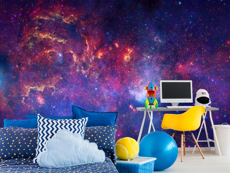 Purple Cosmic Wallpaper. Galaxy Accent Wallpaper Any Room. Etsy