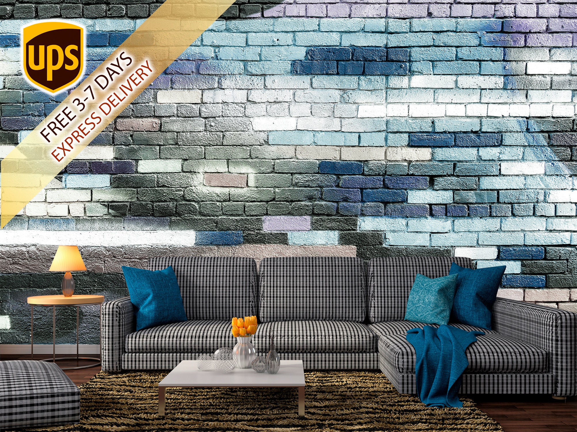 Collapsed and Repaired Brick Wall – high-quality wall murals with