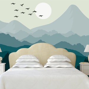 Mountain Wallpaper Nursery Landscape Mural Outlander Wallpaper for Kid Nursery Removable Wallpaper Self-adhesive Mountain Wall Art