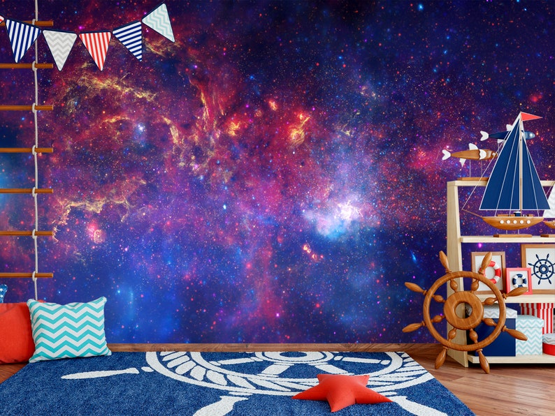 Purple Cosmic Wallpaper. Galaxy Accent Wallpaper Any Room. Etsy