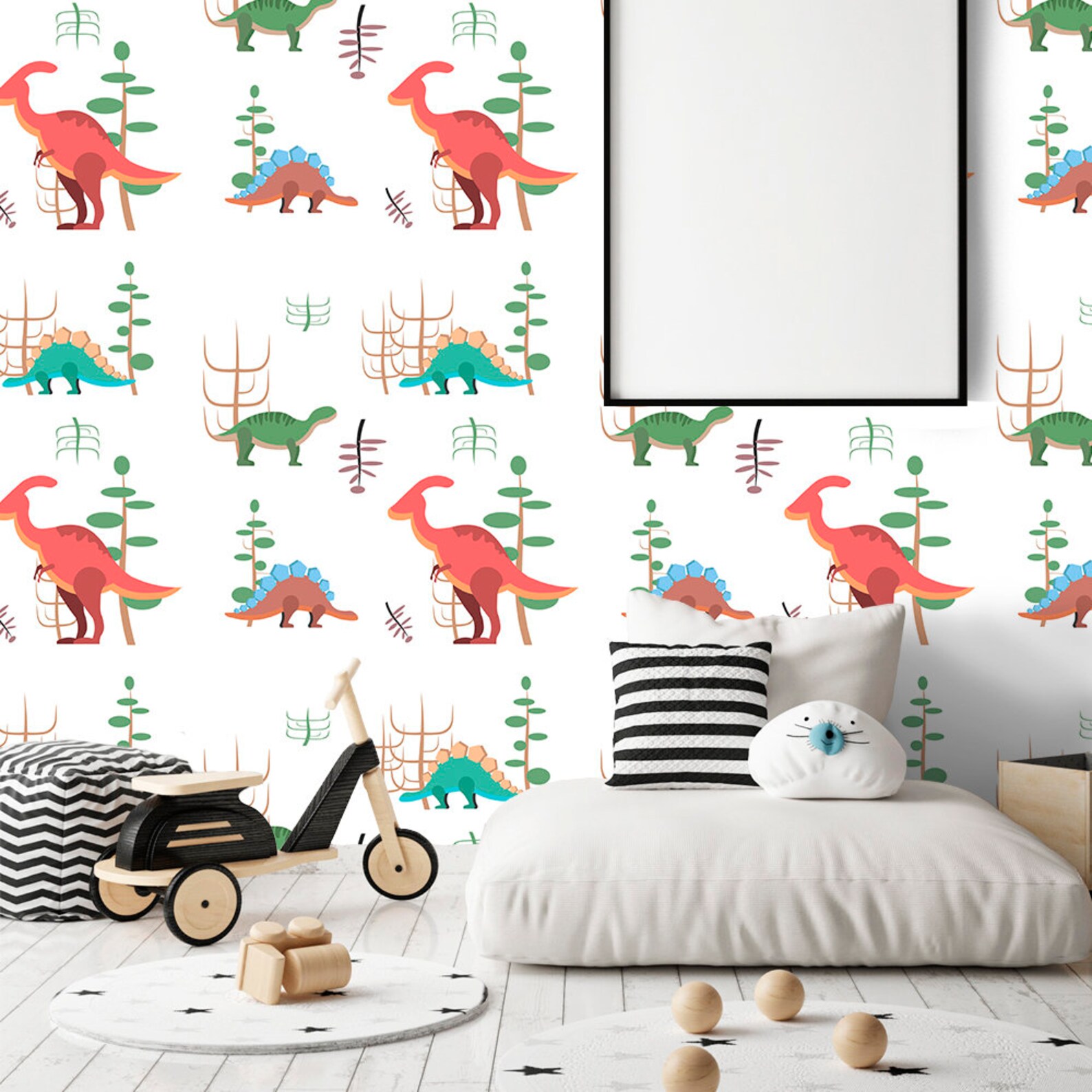 Dinosaur Wallpaper Kids Removable Peel and Stick Wallpaper | Etsy