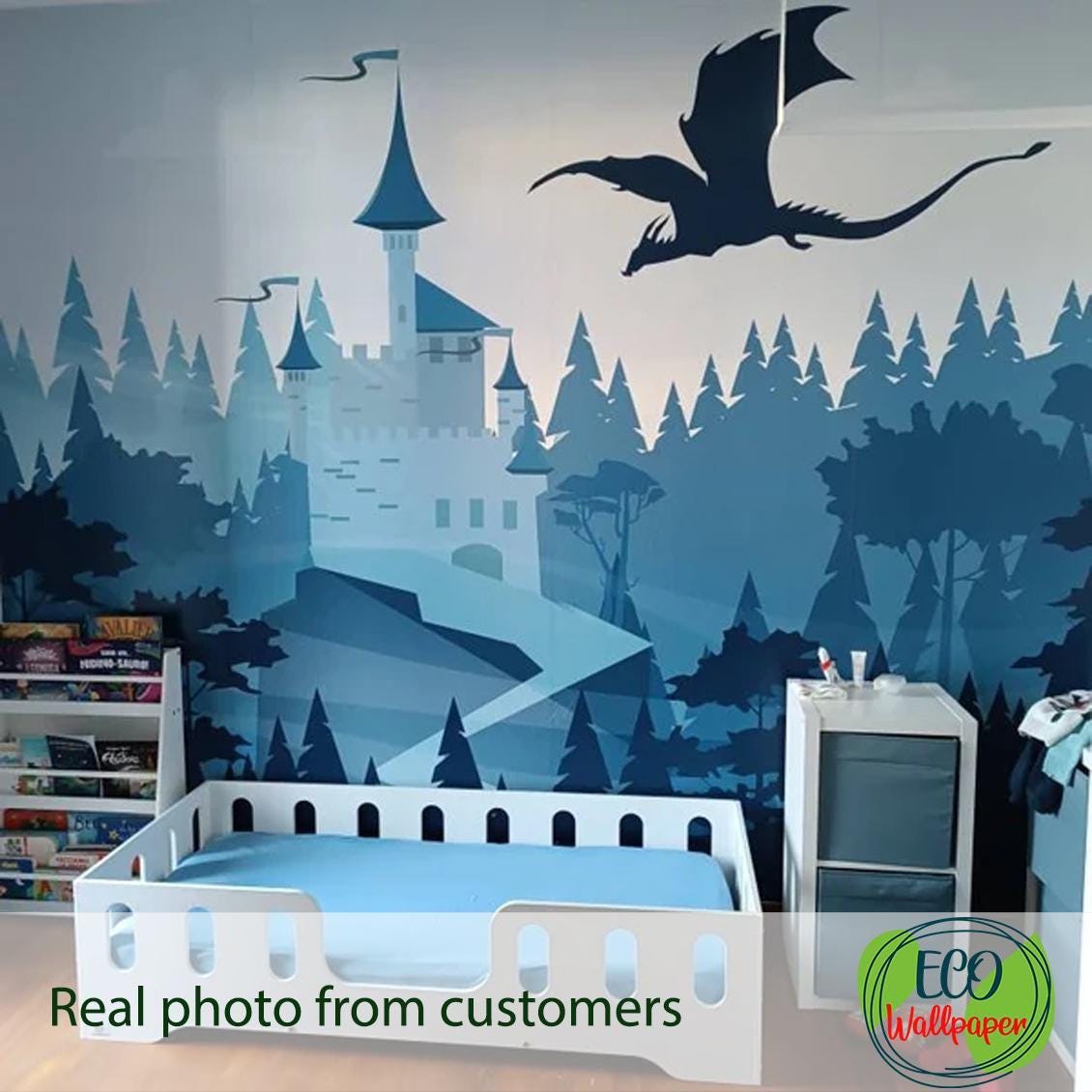 Dragon Castle Wallpaper Boys Room Peel and Stick, Woodland Wallpaper ...