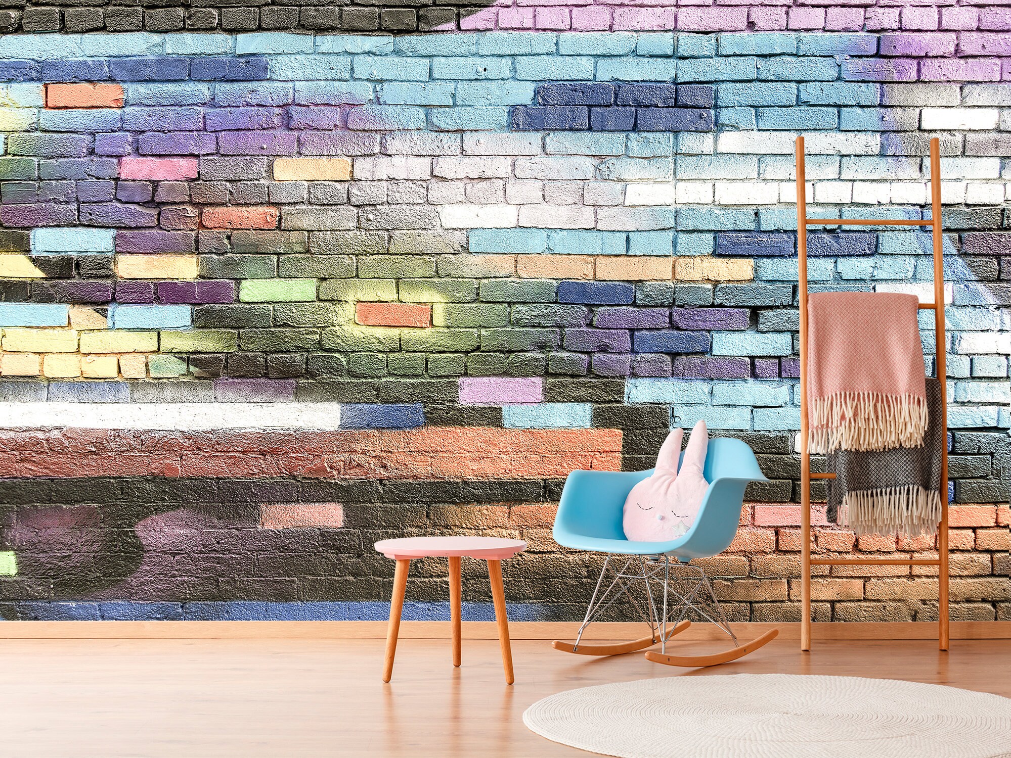 Brick Wall Mural. Self Adhesive Wallpaper. Colorful Brick Etsy
