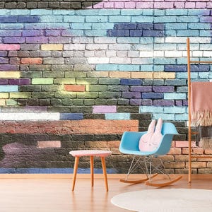 Brick Wall Mural. Self Adhesive Wallpaper. Colorful Brick Wallpaper Antique Brick Modern Wallpaper Brick Wallpaper. Abstract Wallpaper KM750