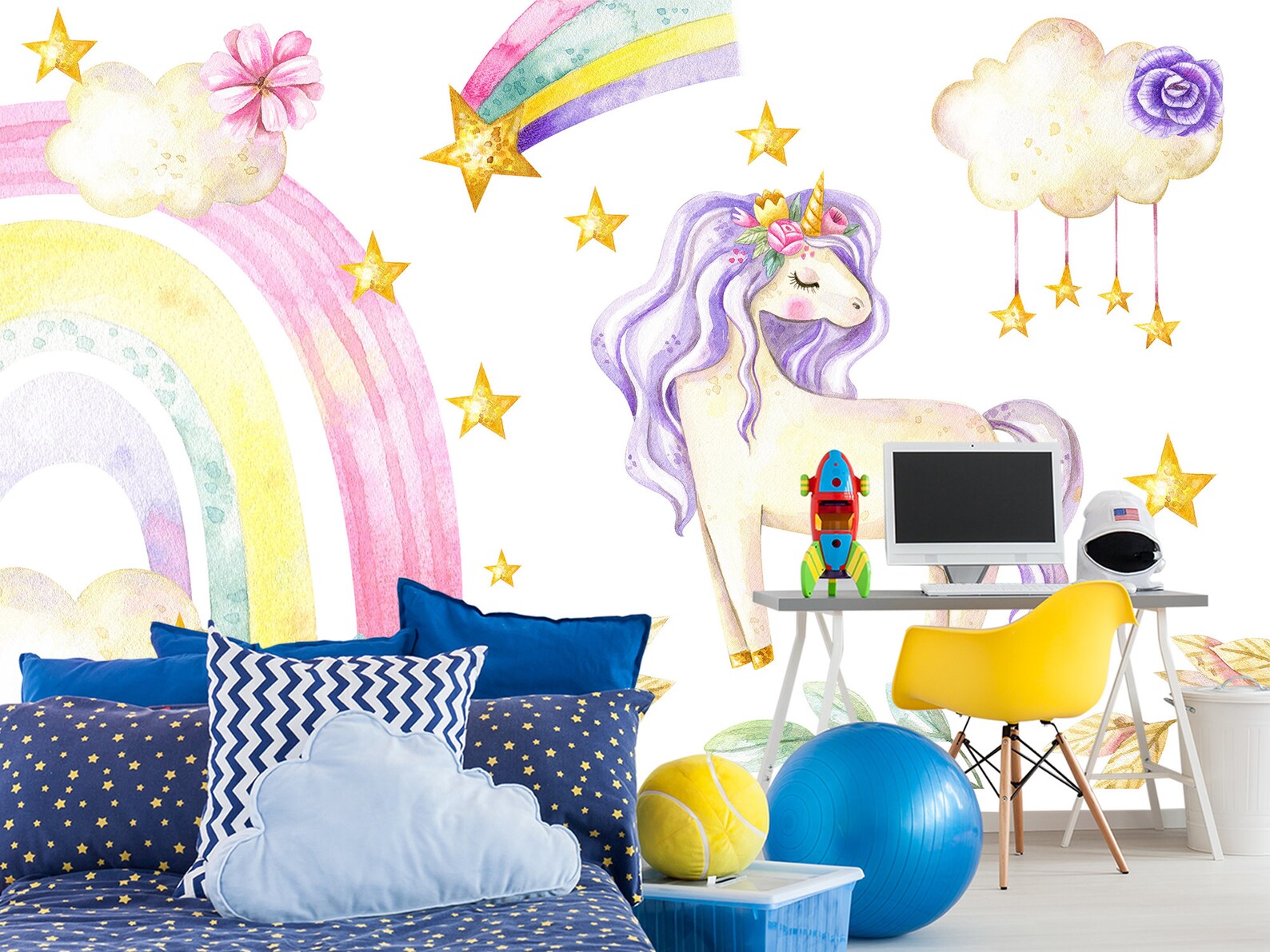 Unicorn Wallpaper Peel & Stick. Unicorn Wall Mural Girl Room - Etsy