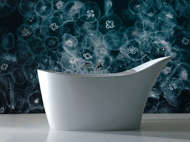 Jellyfish Wallpaper Bathroom. Nautical Pattern Wall Mural Etsy