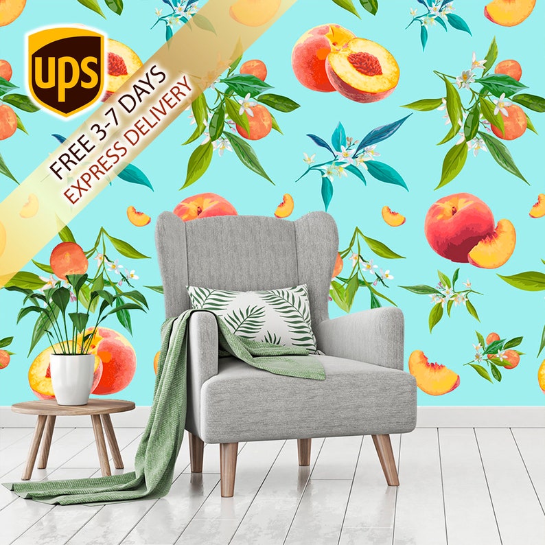 Fruit Wallpaper. Self Adhesive Wallpaper Removable. Peach Etsy
