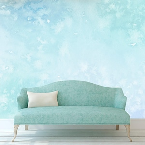 Blue Splash Wallpaper for Nursery Modern Wall Mural Self-Adhesive. Removable Watercolor Wall Decor for Boys Room. Splash Modern Decor KM595