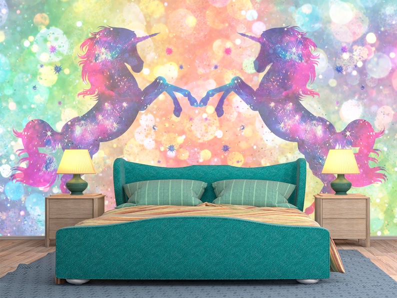 Unicorn Wallpaper Peel and Stick. Unicorn Wall Mural for Kids Etsy