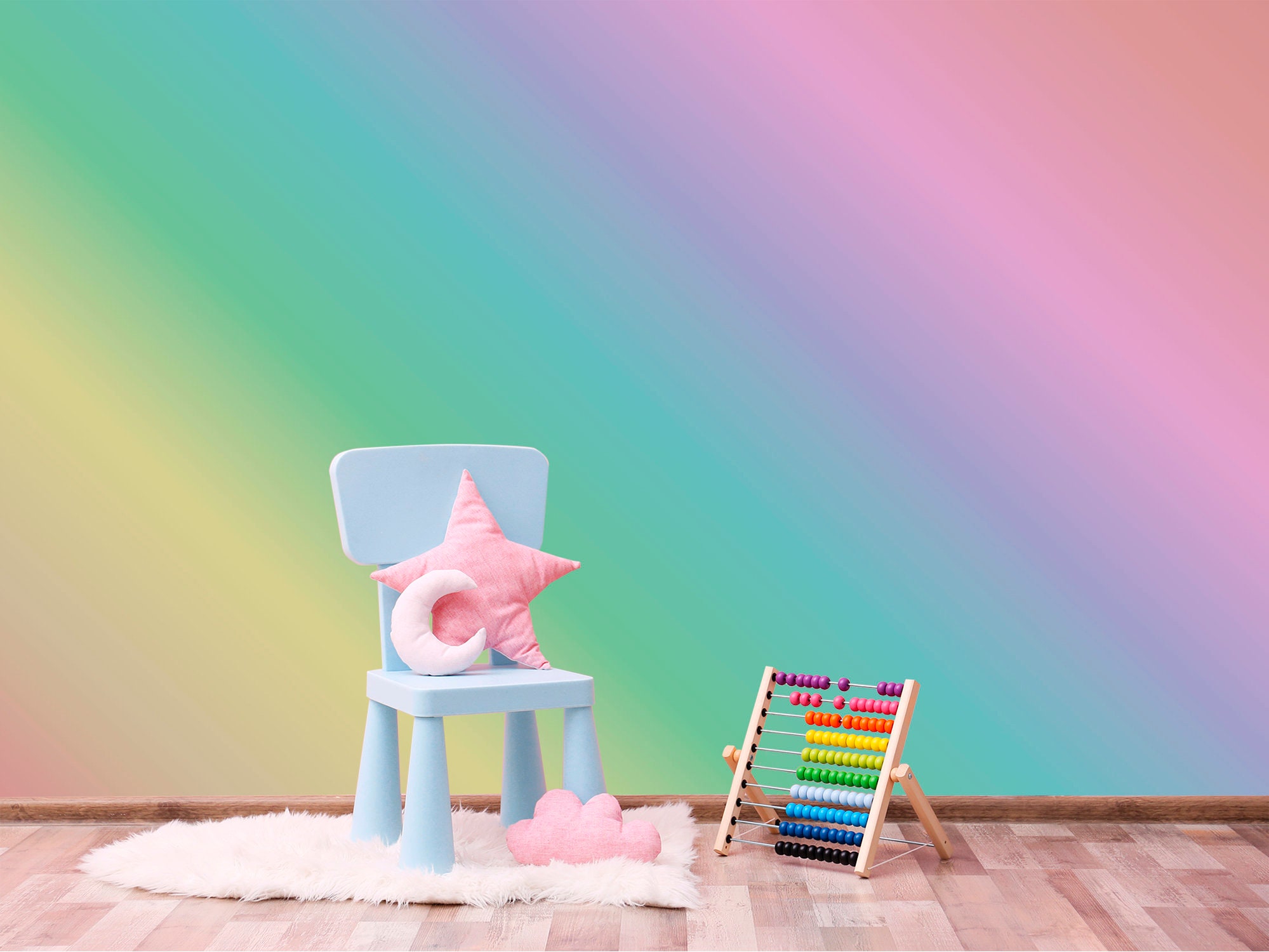 Colorful Wall Mural Rainbow Kids Wallpaper Painting Rainbow Etsy