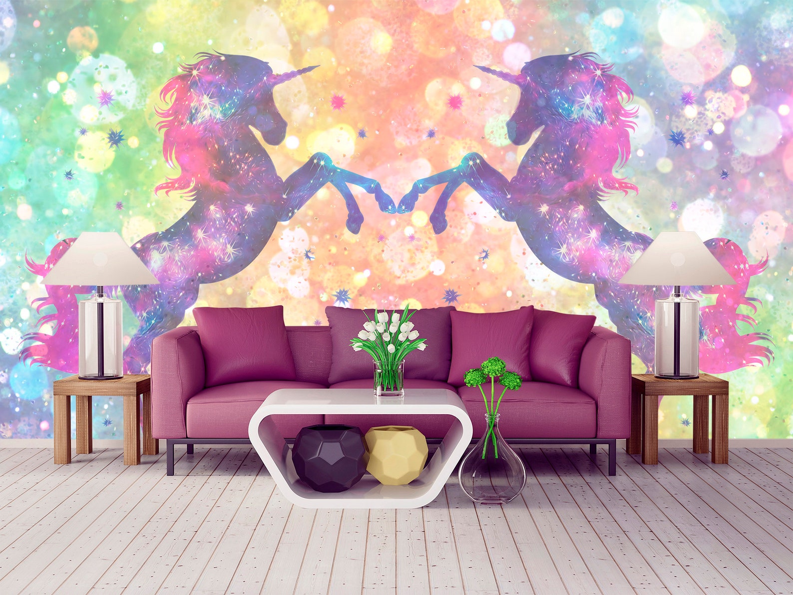 Unicorn Wallpaper Peel and Stick. Unicorn Wall Mural for Kids Etsy