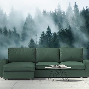 Foggy Forest Wallpaper Nature Wallpaper Landscape Wall Art Self-Adhesive Removable Wallpaper Woodland Accent Wall PhotoWallpaper