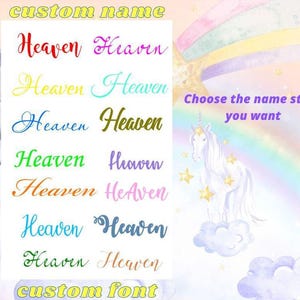 Unicorn Wallpaper Removable Girl Bedroom Unicorns Wall Mural Baby Nursery Rainbow Wallpaper Kids Watercolor Clouds Custom Name Personalized image 5