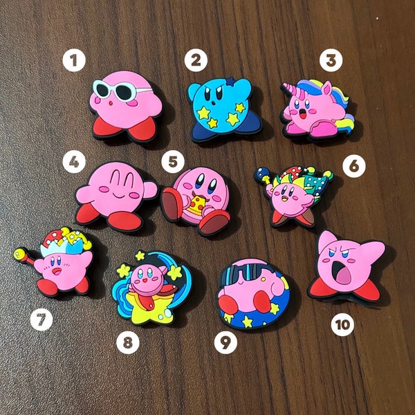 Kirby Croc Charms  | Set of 10 | Gamer Croc Charms | Video Game Croc Charms | Croc Accessories |