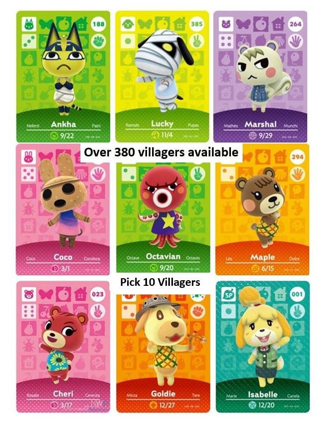 ACNH Villager Amiibo Cards Pick 10 Custom Made Etsy
