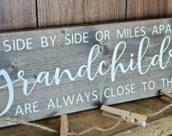 Grandparent signs, Grandchildren, Side by side,Home Decor,Rustic wood sign,Natural Wood,Handmade,Wooden Decor, Framed signs, farmhouse decor