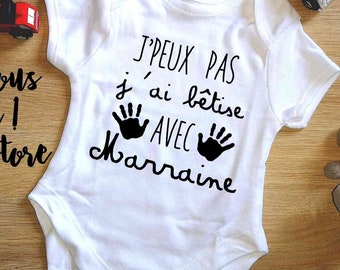 Customizable baby bodysuit, I can't, I'm stupid with godfather godmother