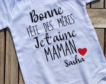 Body bébé & T-shirt Fête des Mères personnalisés | Texte et image au choix | Plusieurs langues disponibles | Cadeau maman original