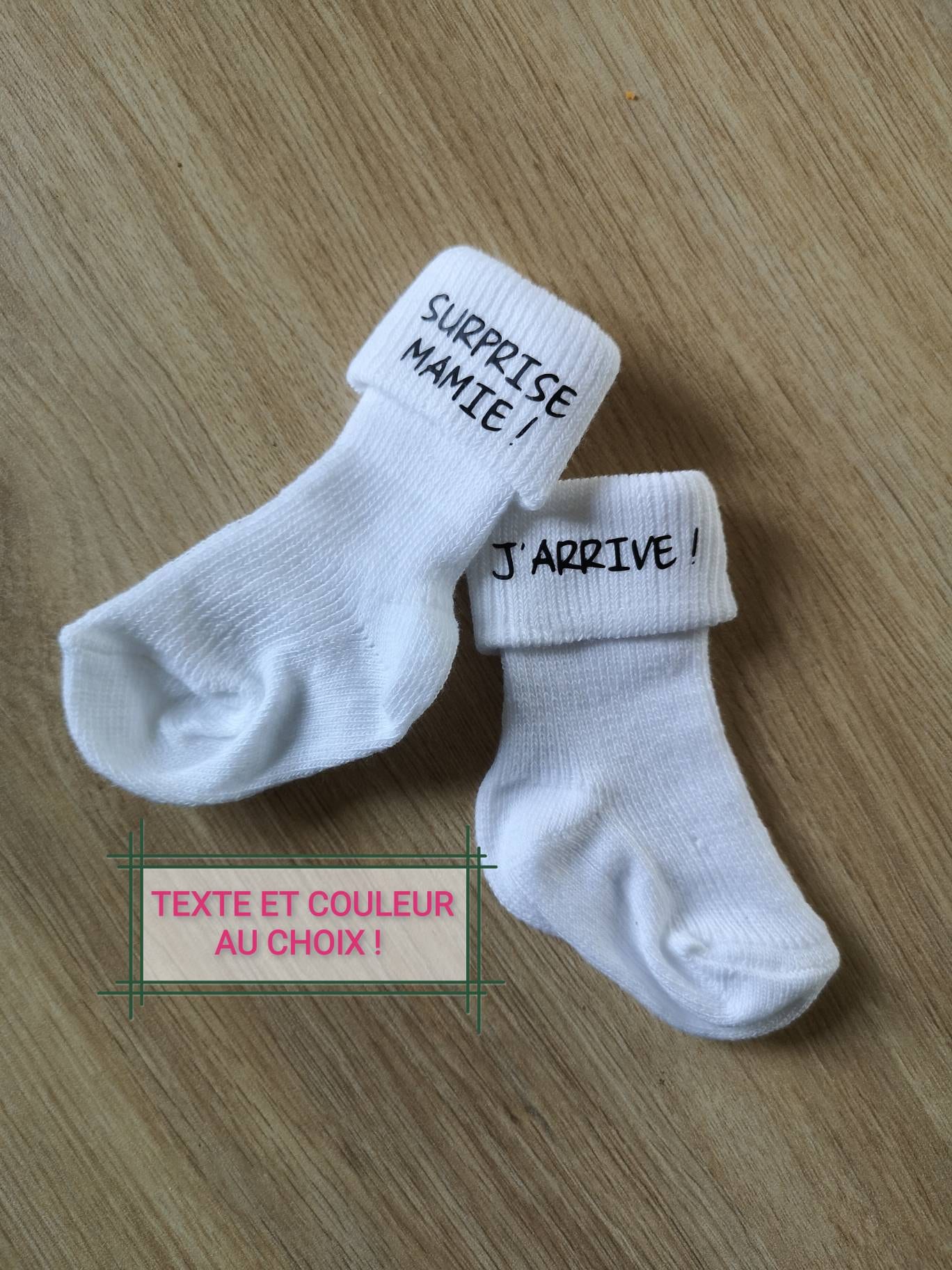 Coucou Papi et Mamie, J'arrive en 2024, Chaussettes bébé pour