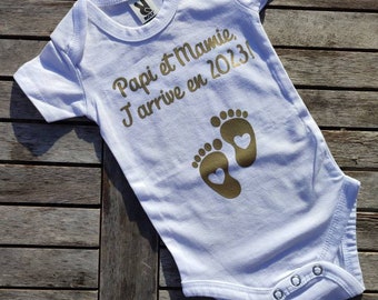 Baby body, personalized, pregnancy announcement to Papa Papi Mamie Tonton Tata Godfather, future wedding, baby shower, bachelorette party, pregnancy announcement