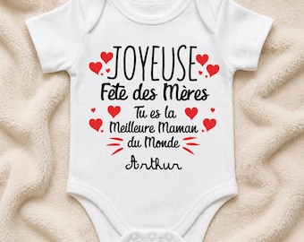 Body bébé, body personnalisé, joyeuse fête des mères, idée cadeau 1ère première fête des mères, bonne fête maman, prénom floqué, flocage
