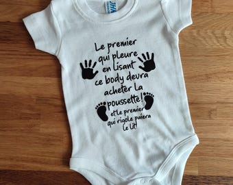 Body bébé pour annonce de grossesse, bébé arrive, comment annoncer sa grossesse, humour drôle marrant, body personnalisable baby shower