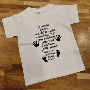 子供、女の子、男の子、ユーモアを交えた出産や妊娠のTシャツ発表、家族へのオリジナルの発表、おじいちゃん、おばあちゃん、ゴッドファーザー、ゴッドマザー