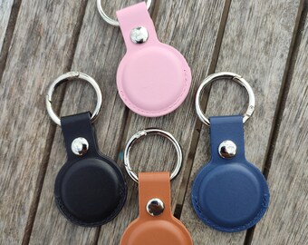 Etui porte clé pour Airtag Airtags, en simili cuir, gravé avec votre prénom, plusieurs couleurs au choix