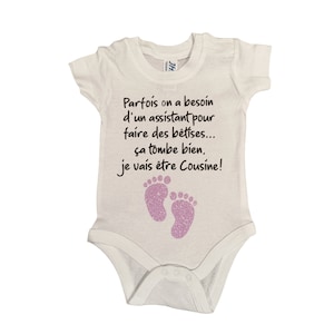 Baby bodysuit for pregnancy announcement, I'm going to be a cousin, baby is coming, original, humor, pregnant, maternity, announcement gift idea