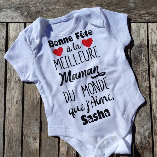 Body bébé, body personnalisé, annonce de naissance, idée cadeau 1ère première fête des mères, bonne fête maman, prénom floque, flocage