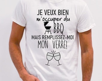 T-shirt homme, humour, barbecue, roi du barbeuc, bbq, tshirt cadeau homme, roi de la saucisse, idée cadeau anniversaire fête des pères apéro