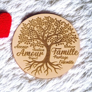 Engraved wooden tree of life, wall decoration, family, happiness, flower of life, family photo, wood engraving, personalized