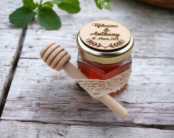 Pot de Miel pour cadeau invités de Mariage, fiançailles, anniversaire, baptême, communion, miel bio apiculteur local