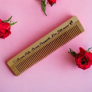 Painless Doula Childbirth Comb Engraved with Mantra No Epidural Pain Diversion, Wooden Comb Every Contraction Bamboo