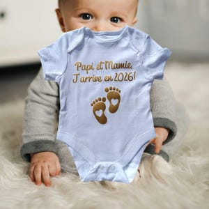 Body annonce grossesse / annonce grossesse / body pour papi et mamie/body personnalisé futur grands parents / j'arrive en 2025