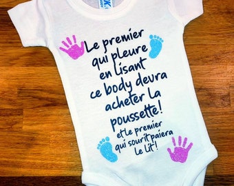 Body baby, personalized bodysuit, announcement of birth and pregnancy to Papa Papi Granny Uncle Tata Godfather