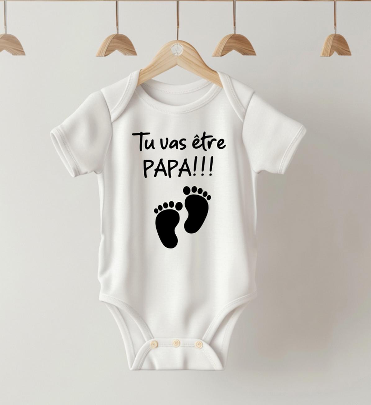 Body Bébé Blanc "Super Papa" - Cadeau Annonce Grossesse - Taille Unique - Manches Courtes/Longues