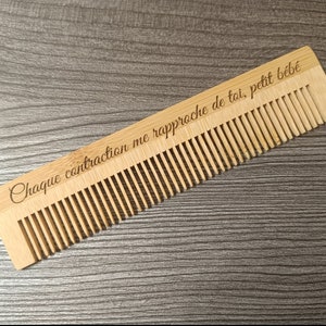 Painless Childbirth Comb Engraved with Mantra No Epidural Pain Diversion, Wooden Comb Every Contraction Bamboo