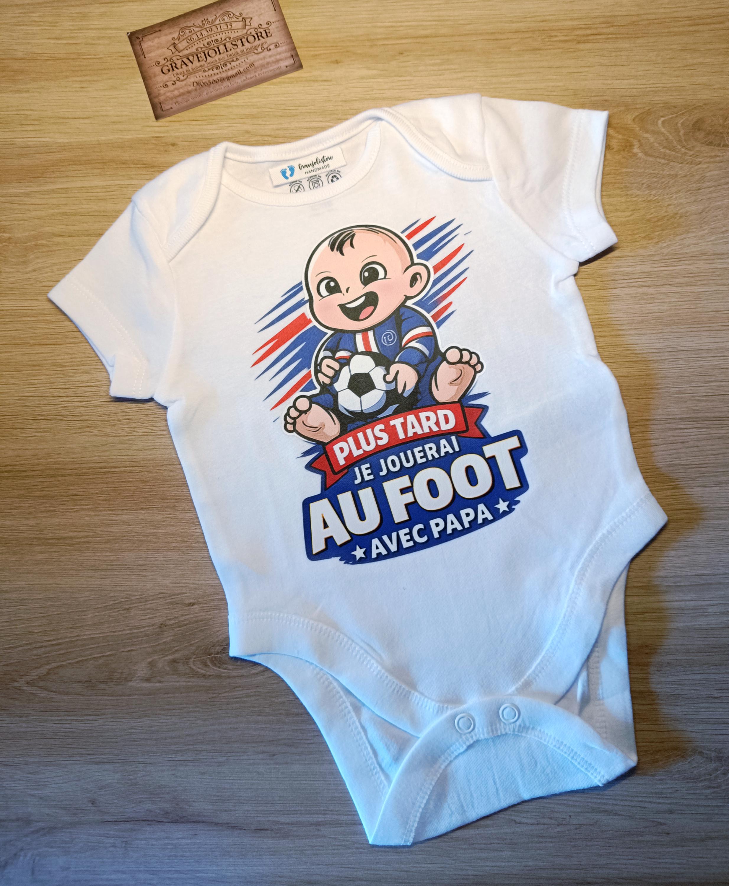 Body Bébé Ma Mission Foot Avec Papa - Imprimé En France - Cadeau Naissance Foot Original