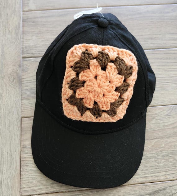 Crochet Granny Square Trucker Hat: Retro Hand Knit Baseball  display picture 1