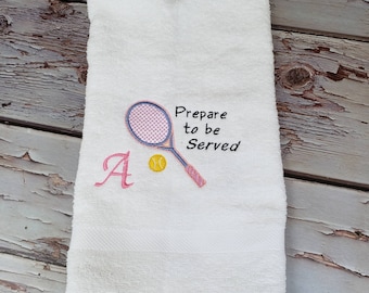 Personalized Tennis Towel: Embroidered Initial, Gift for Coach
