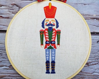 Nutcracker Hoop Embroidered for Christmas, Custom Hoop Wall Art Hanging, great Gift for New Home and Holidays, Finished Product