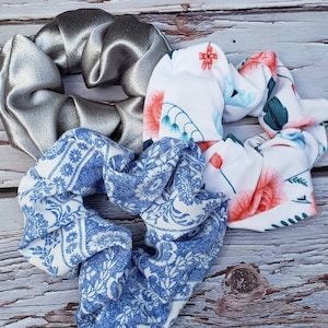 Handmade Scrunchies Set: Flannel, Crepe & Cotton Hair Accessories