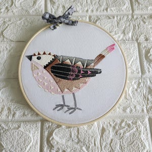 Hoop Embroidery Bird Finished Wall Art Hanging, Shabby embroidery Bird, Adorable Gift for New Home, Limited Edition